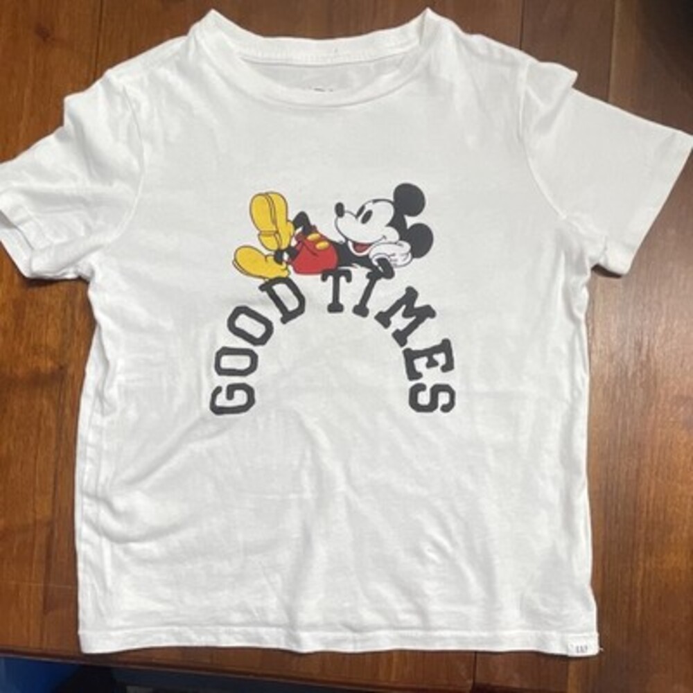 GAP Kids Disney Mickey Mouse Graphic Cotton Crewneck T-Shirt White  Size S